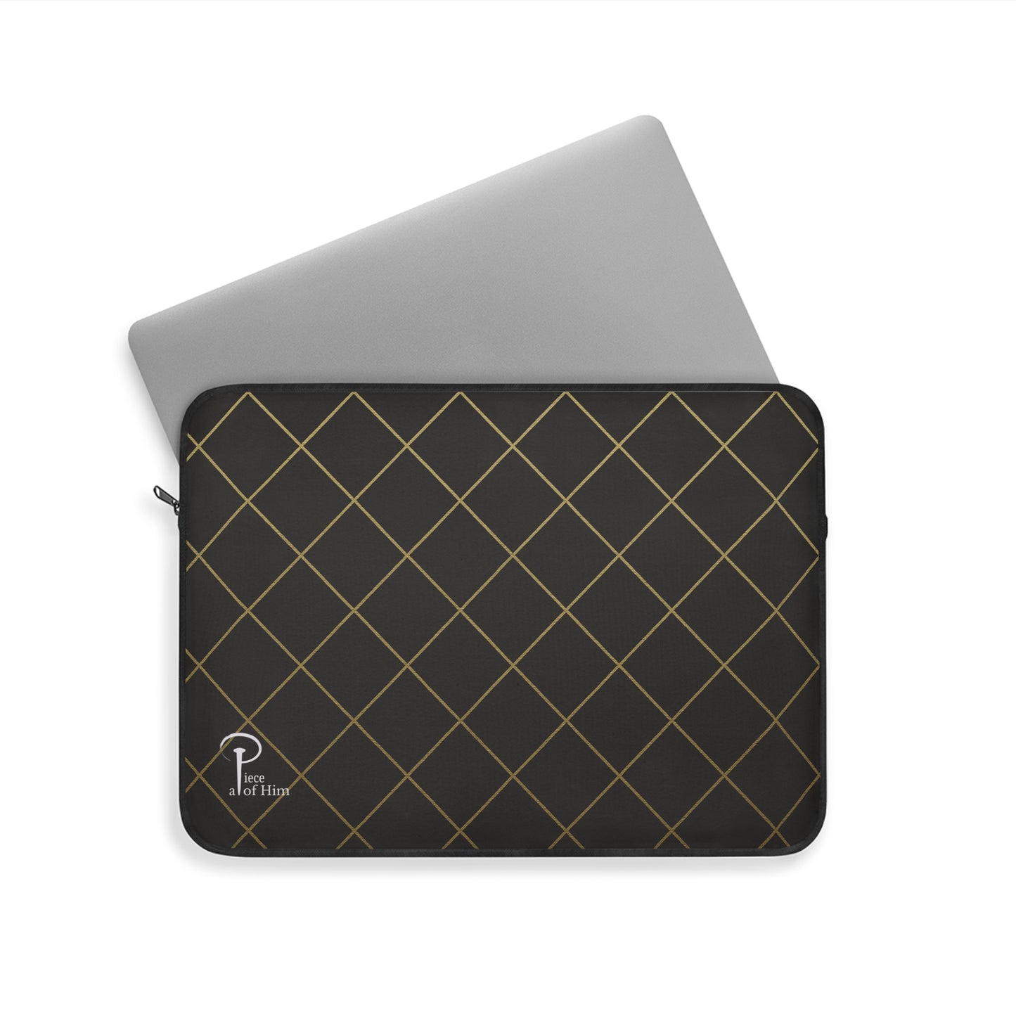 Elegant Black and Gold Laptop Sleeve - black