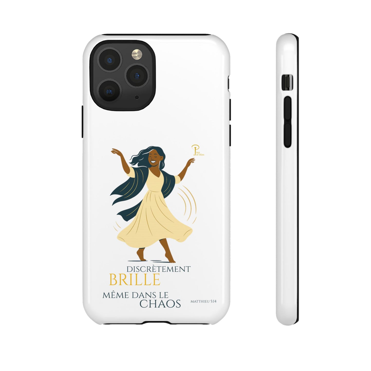 Brille discrètement - Chic Phone Case with a woman dancing - white