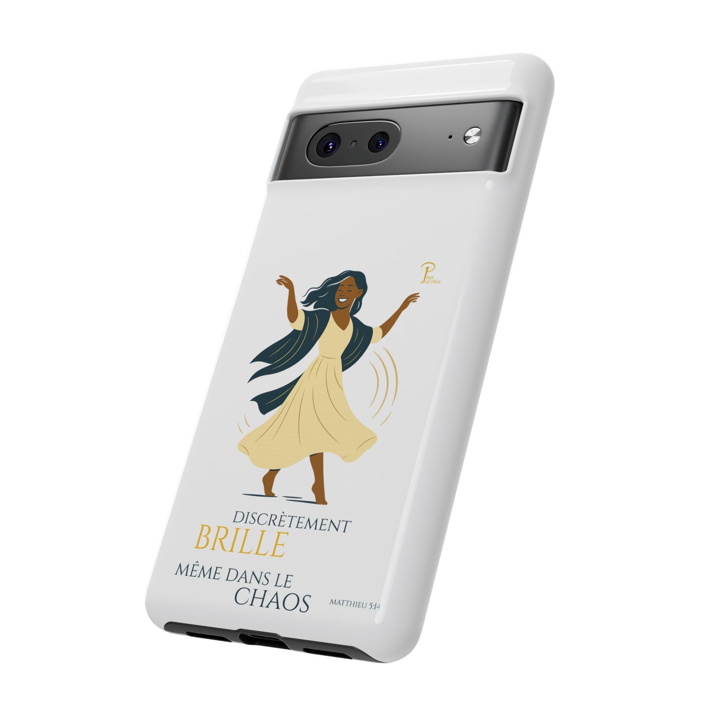 Brille discrètement - Chic Phone Case with a woman dancing - white
