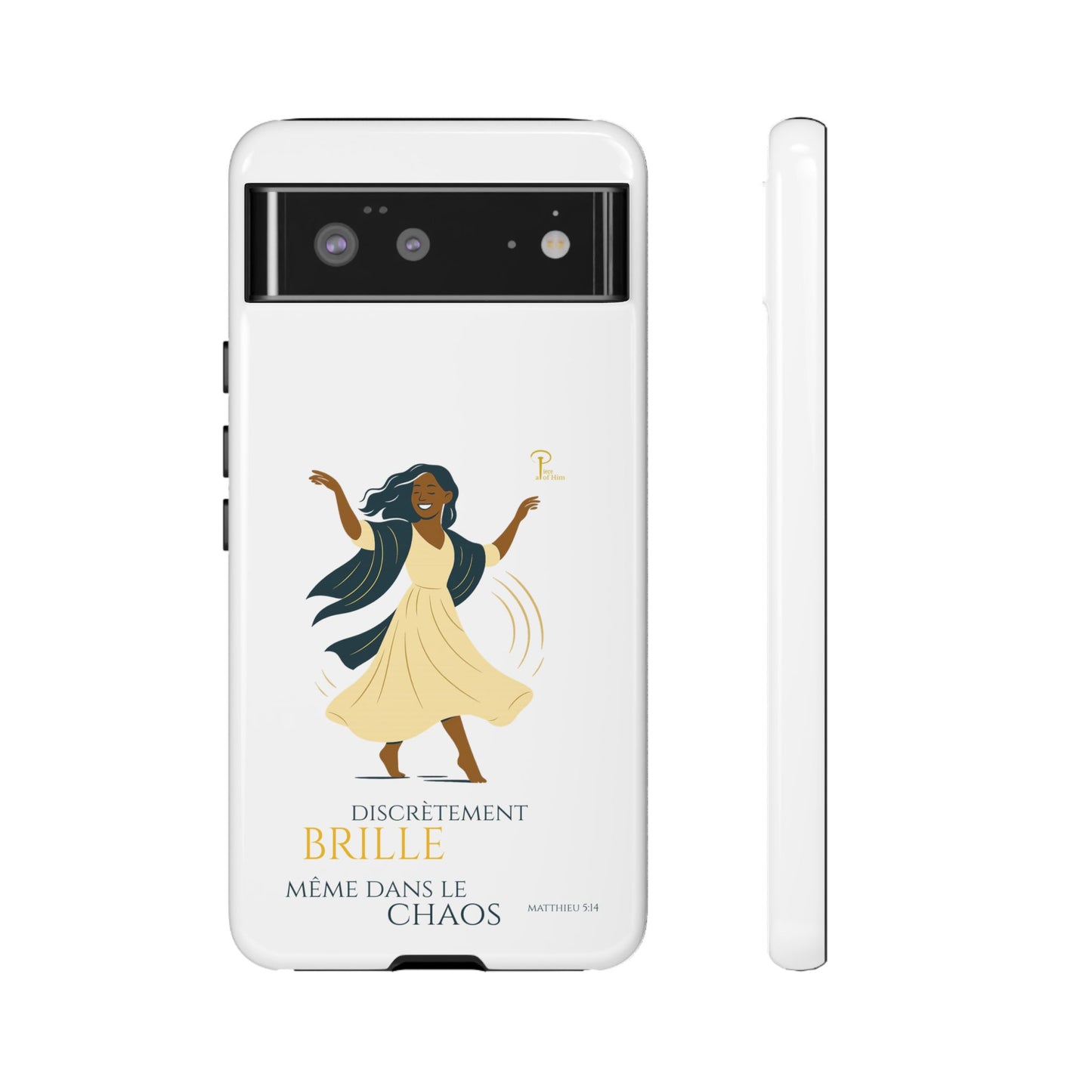 Brille discrètement - Chic Phone Case with a woman dancing - white