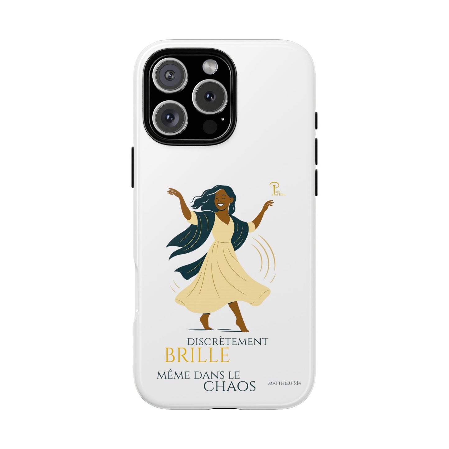 Brille discrètement - Chic Phone Case with a woman dancing - white