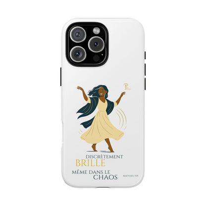 Brille discrètement - Chic Phone Case with a woman dancing - white
