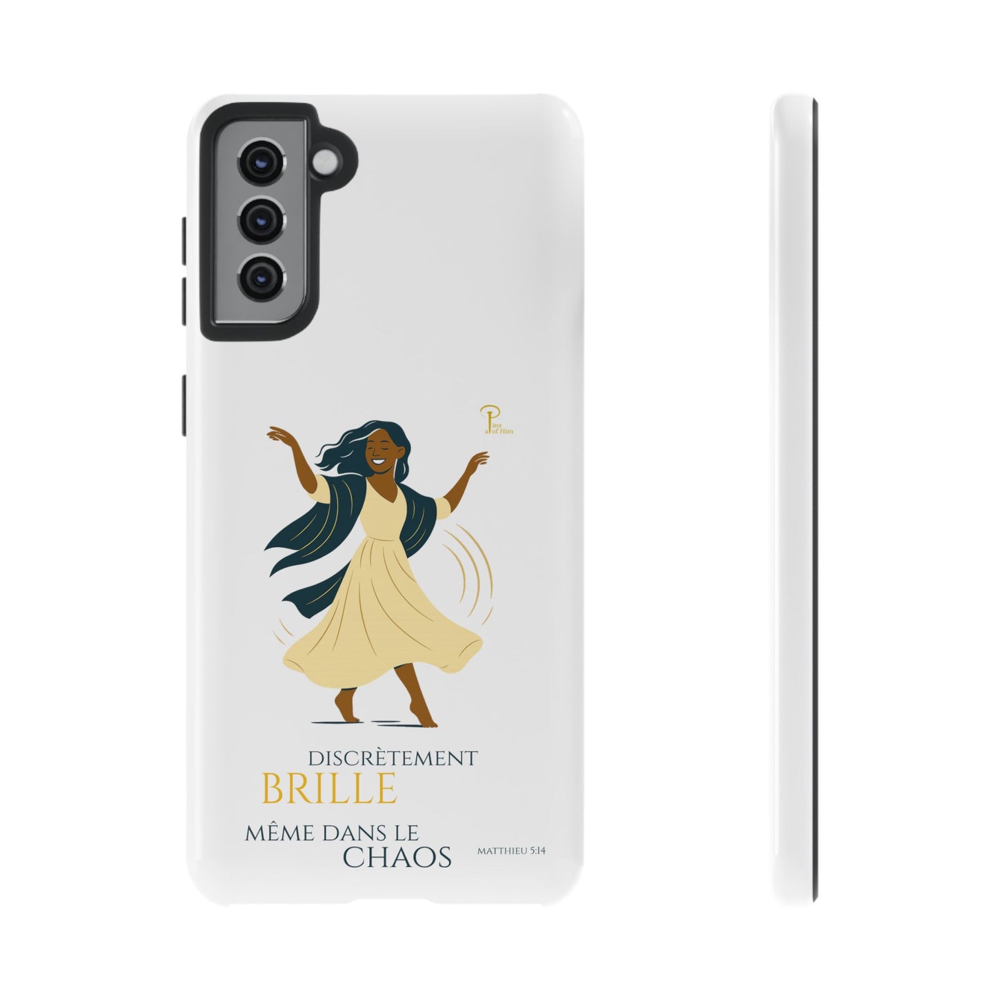 Brille discrètement - Chic Phone Case with a woman dancing - white