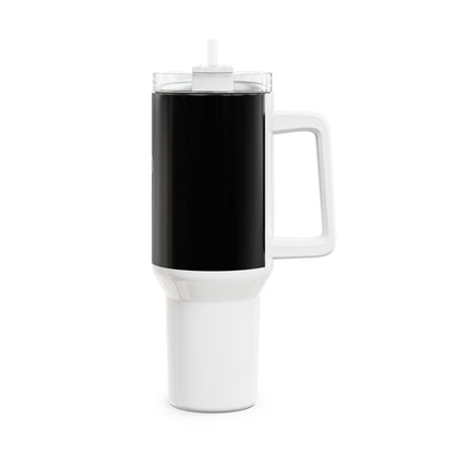 Stylish 40oz Tumbler with Straw - black & white