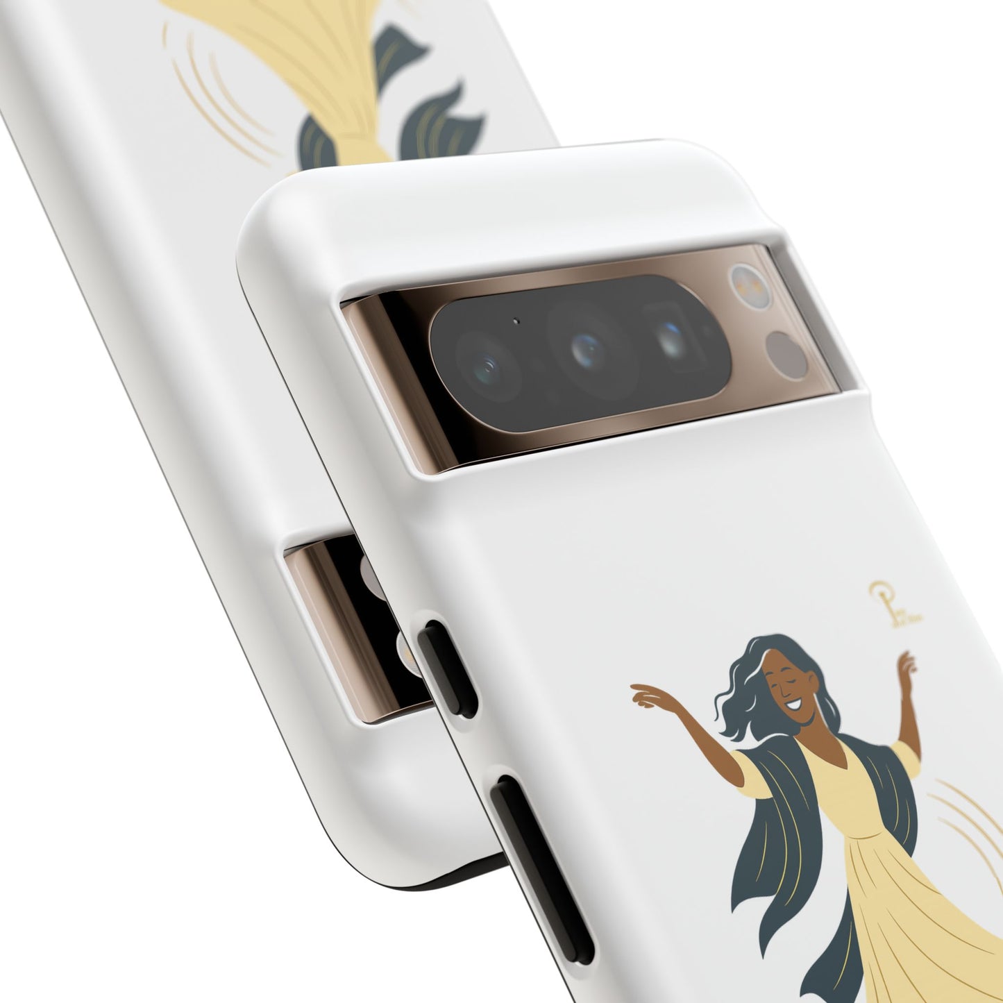 Brille discrètement - Chic Phone Case with a woman dancing - white
