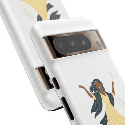 Brille discrètement - Chic Phone Case with a woman dancing - white