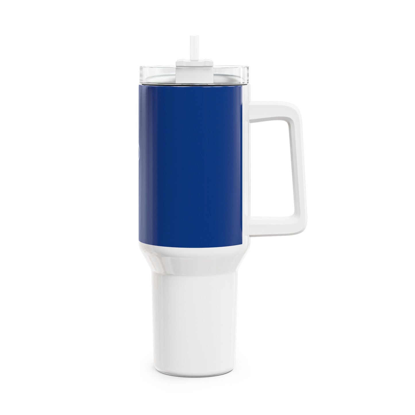 Stylish 40oz Tumbler with Straw - blue & white