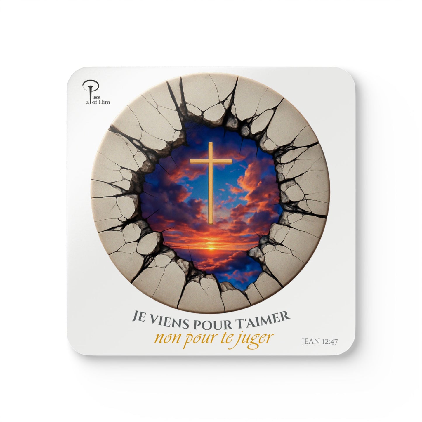 Je viens pour t'aimer - Artistic Cork Coaster Set- white