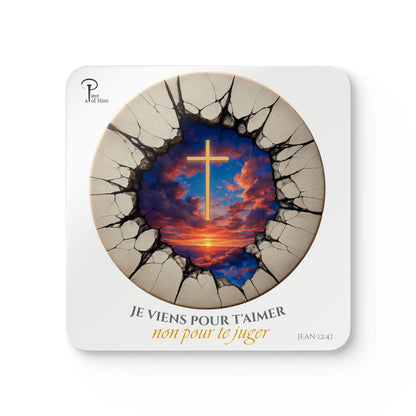 Je viens pour t'aimer - Artistic Cork Coaster Set- white