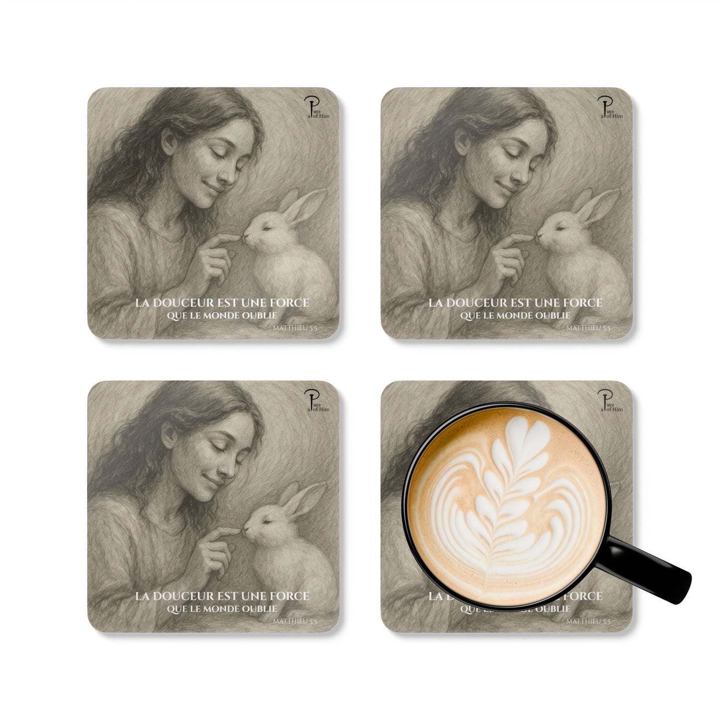 La Douceur Est Une Force - Artistic Cork Coaster Set
