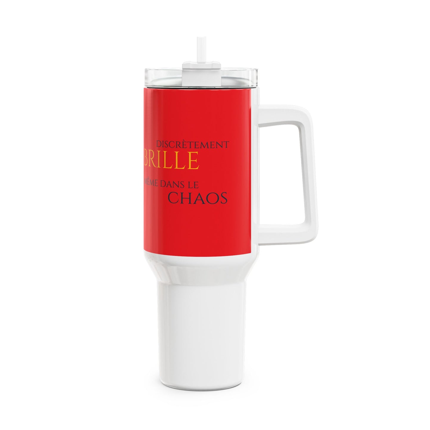 Brille discrètement - 40oz Red tumbler with straw