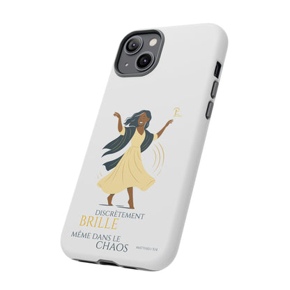 Brille discrètement - Chic Phone Case with a woman dancing - white