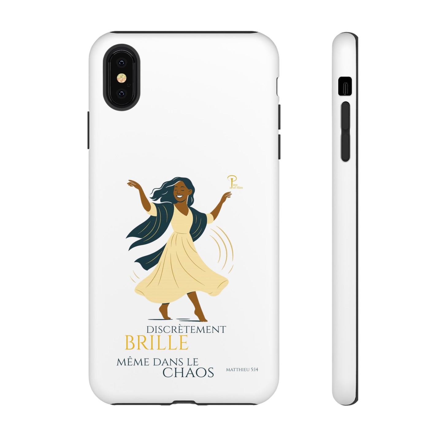 Brille discrètement - Chic Phone Case with a woman dancing - white