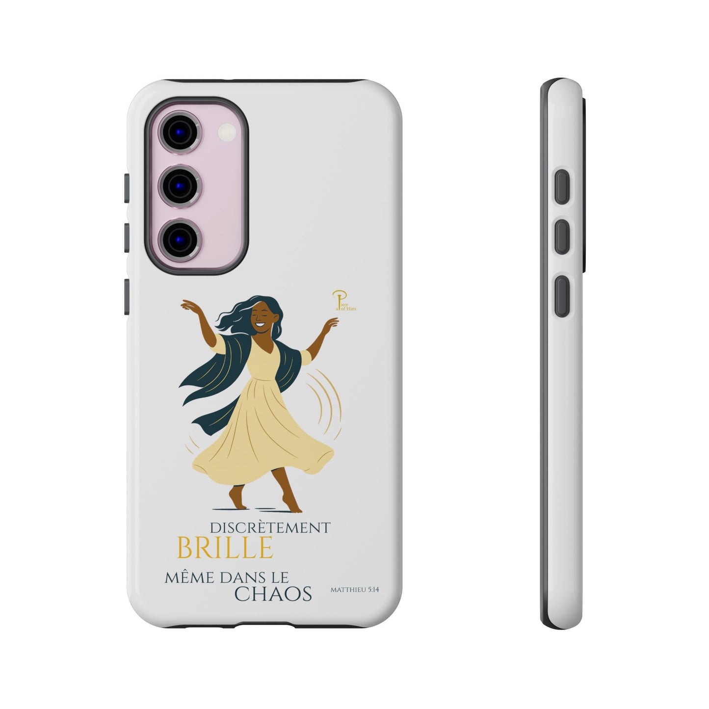 Brille discrètement - Chic Phone Case with a woman dancing - white