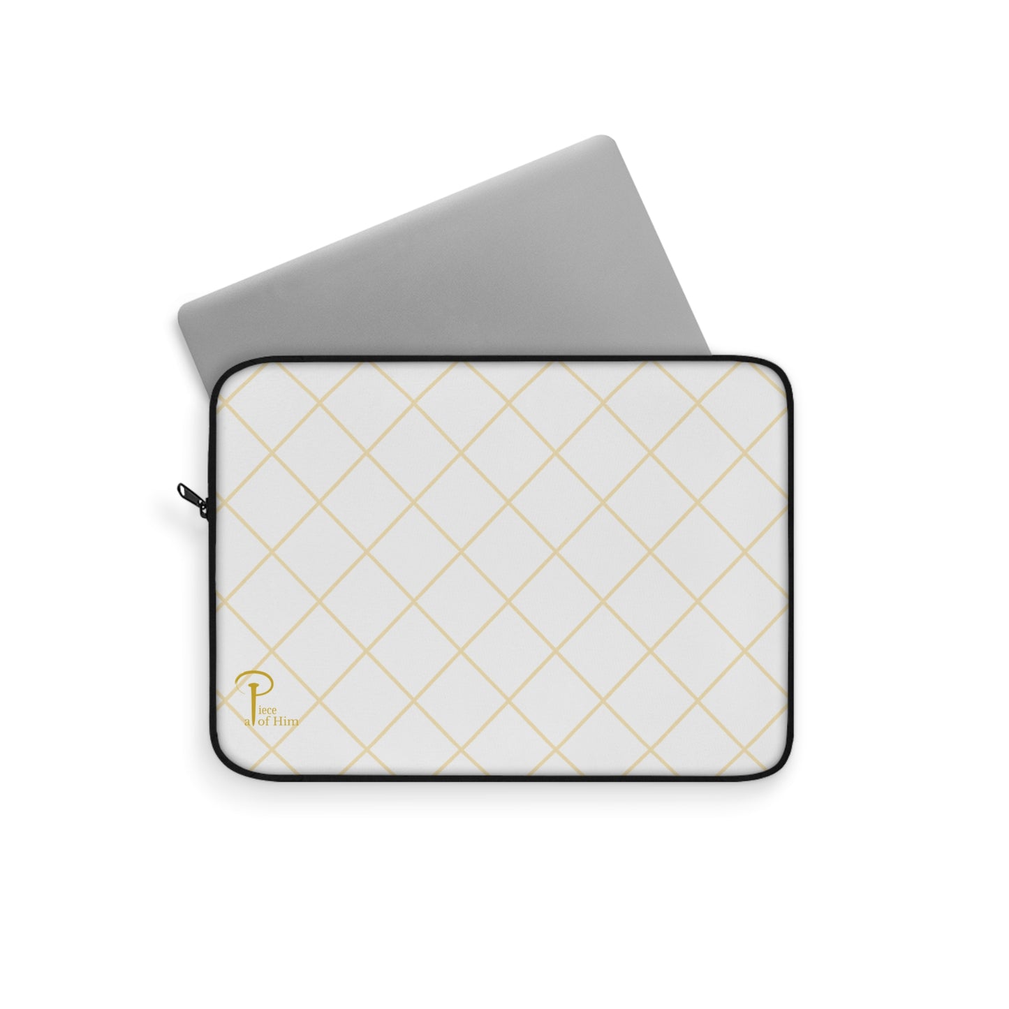 Elegant Black and Gold Laptop Sleeve - white & golden logo