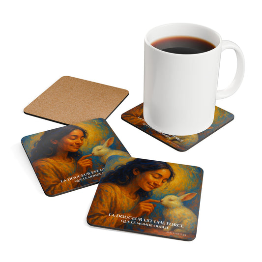 La Douceur Est Une Force - Artistic Cork Coaster Set