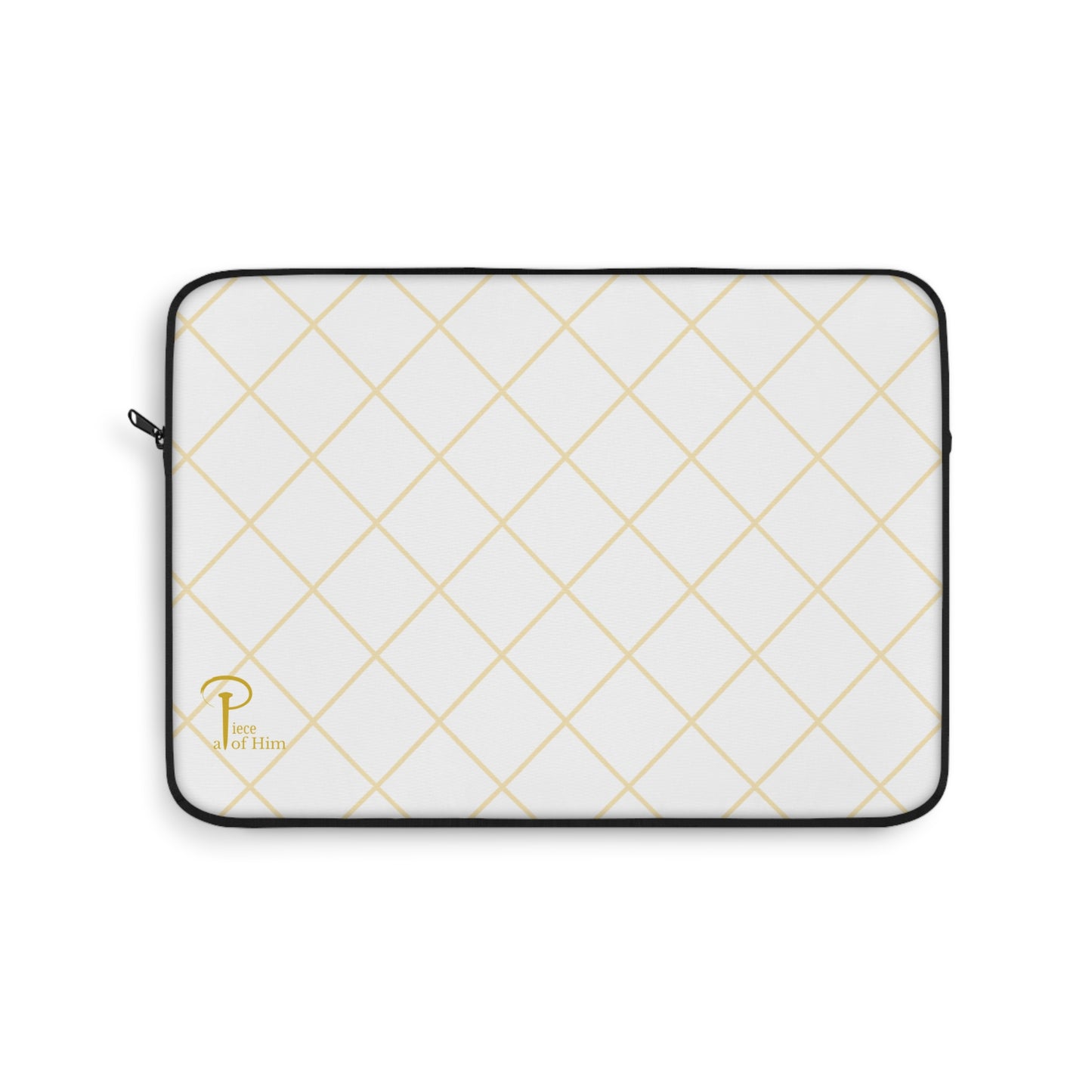 Elegant Black and Gold Laptop Sleeve - white & golden logo