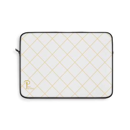 Elegant Black and Gold Laptop Sleeve - white & golden logo