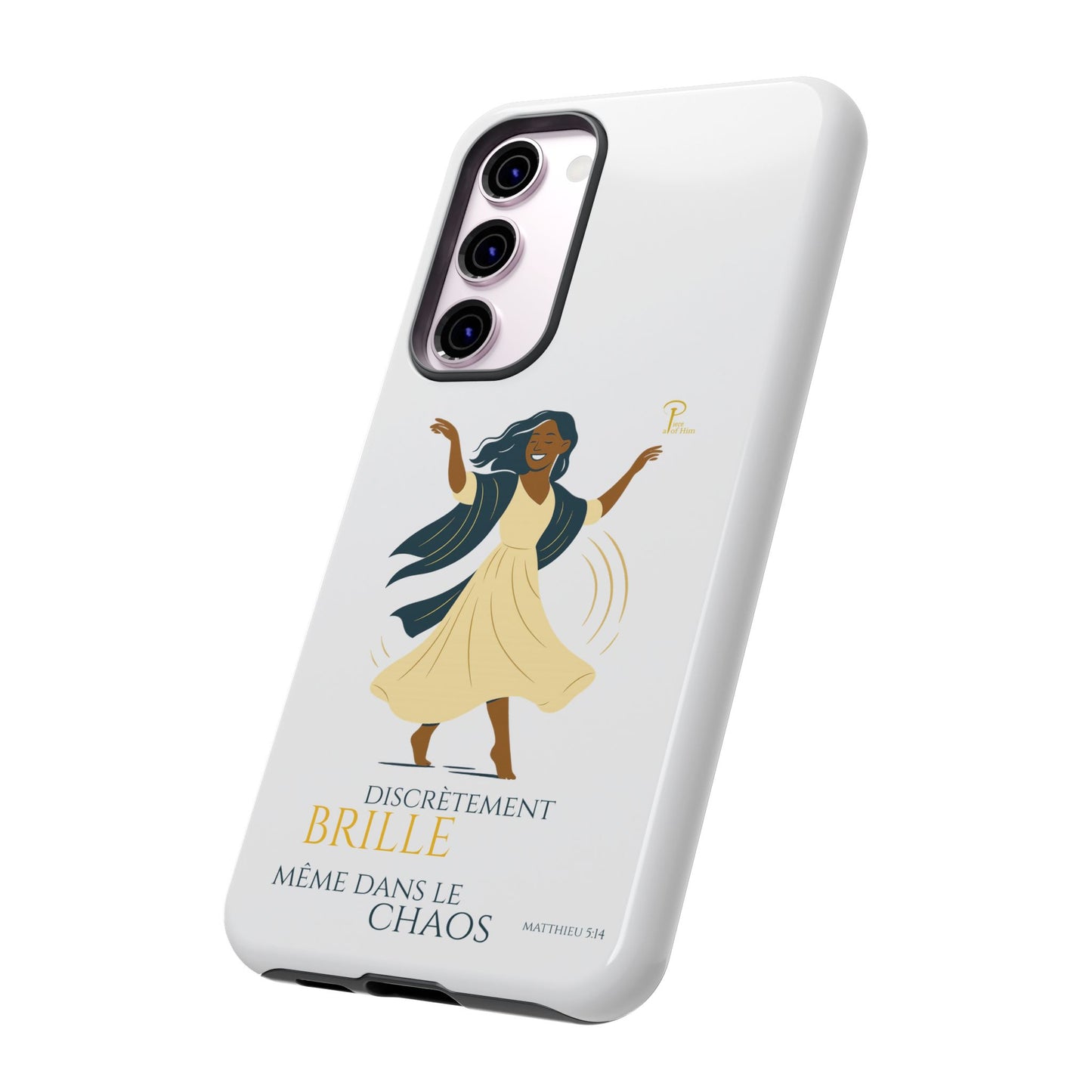 Brille discrètement - Chic Phone Case with a woman dancing - white