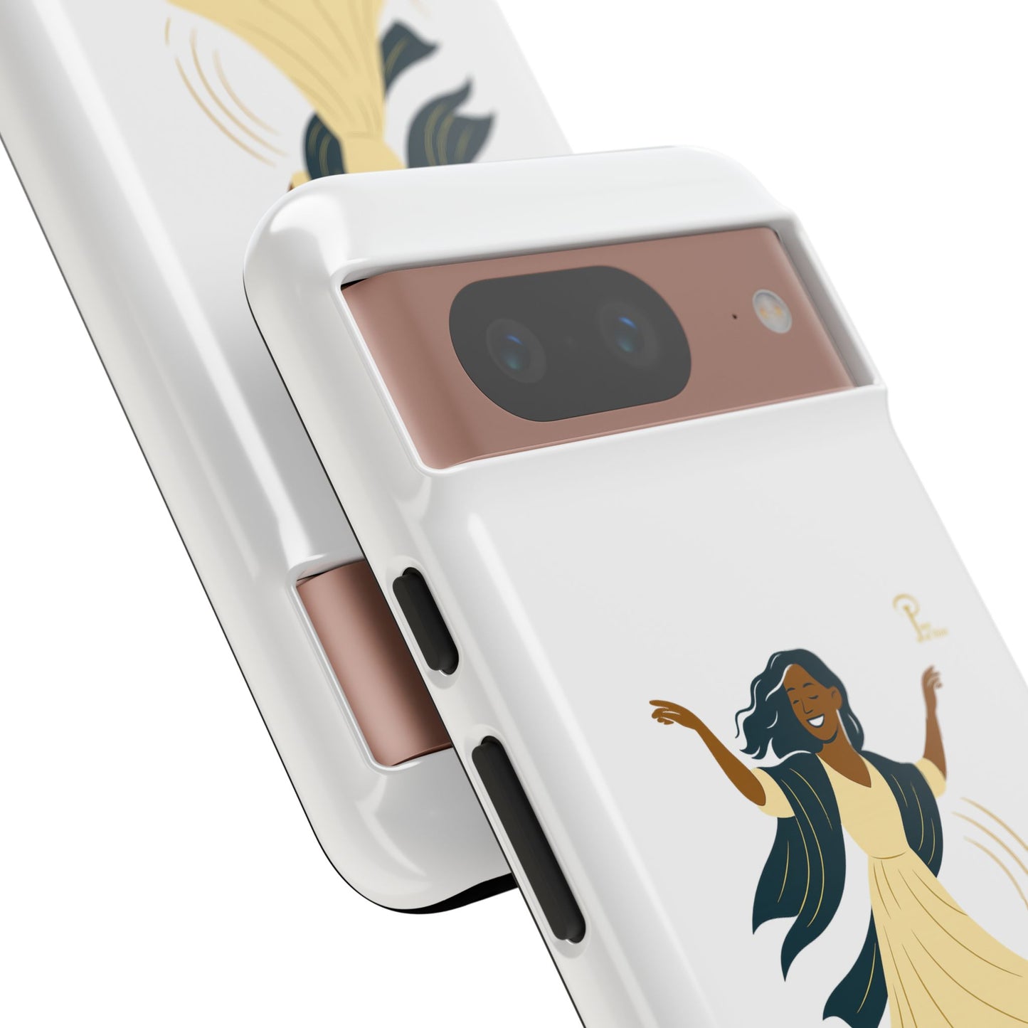 Brille discrètement - Chic Phone Case with a woman dancing - white