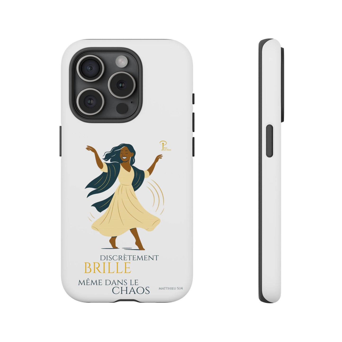 Brille discrètement - Chic Phone Case with a woman dancing - white