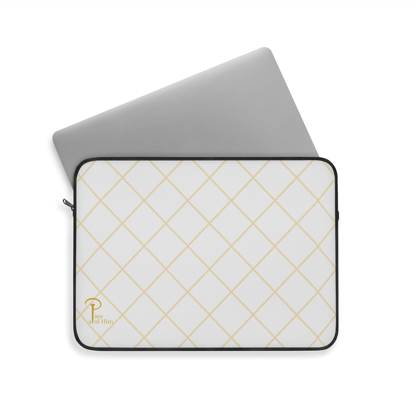 Elegant Black and Gold Laptop Sleeve - white & golden logo