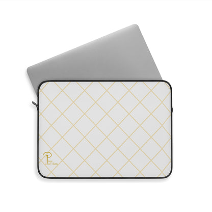 Elegant Black and Gold Laptop Sleeve - white & golden logo