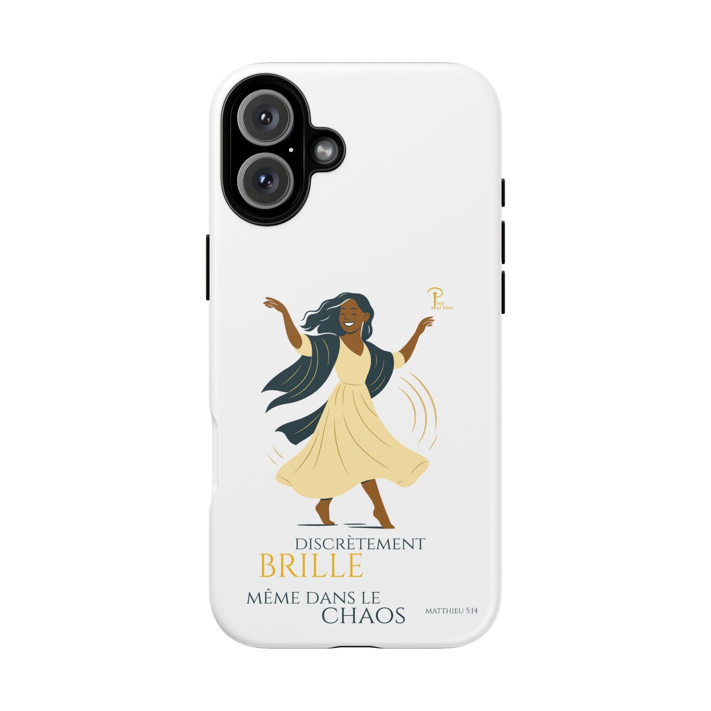 Brille discrètement - Chic Phone Case with a woman dancing - white
