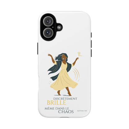 Brille discrètement - Chic Phone Case with a woman dancing - white