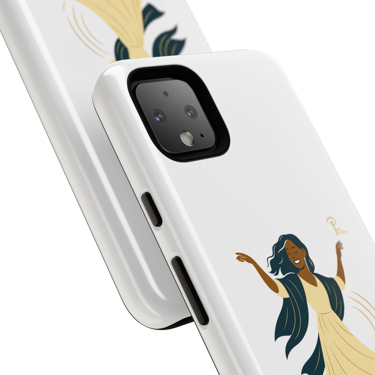 Brille discrètement - Chic Phone Case with a woman dancing - white