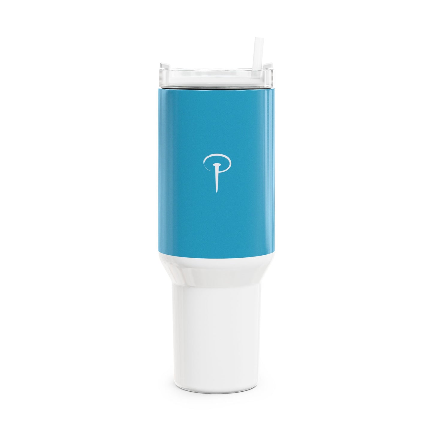 Stylish 40oz Tumbler with Straw - turquoise & white