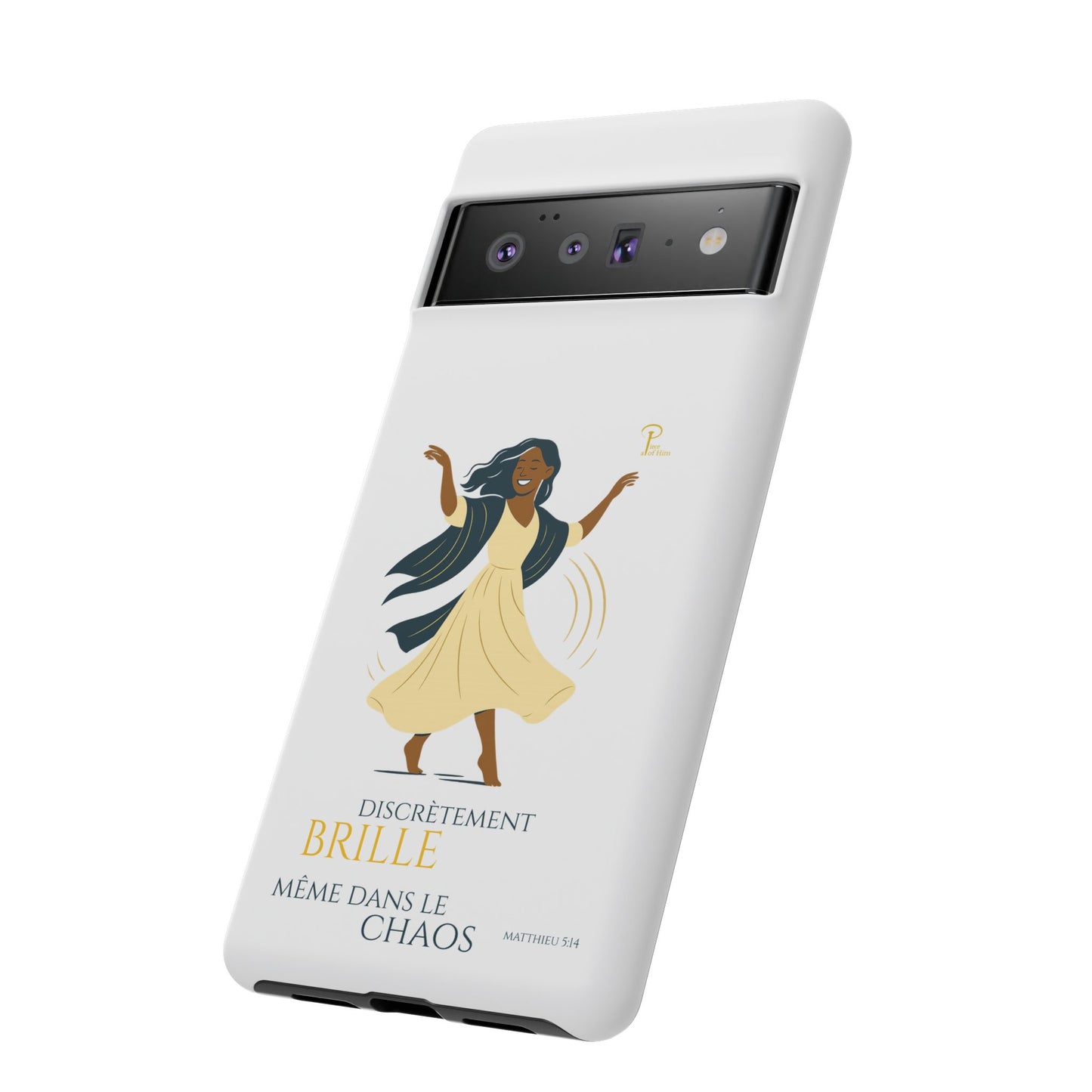 Brille discrètement - Chic Phone Case with a woman dancing - white