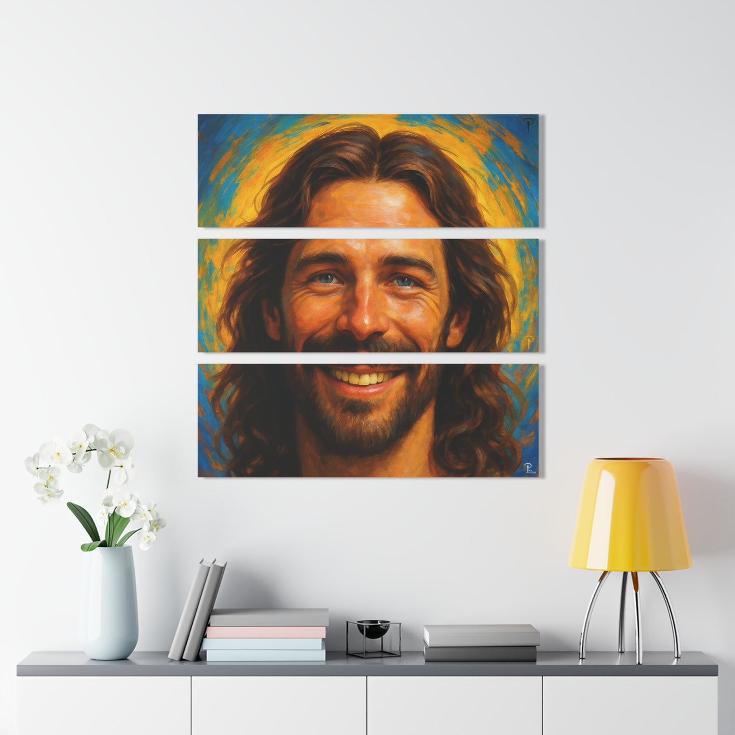 Jesus is smiling -Triptych acrylic prints