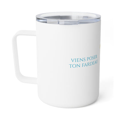 Viens poser ton fardeau - Insulated Coffee Mug - white