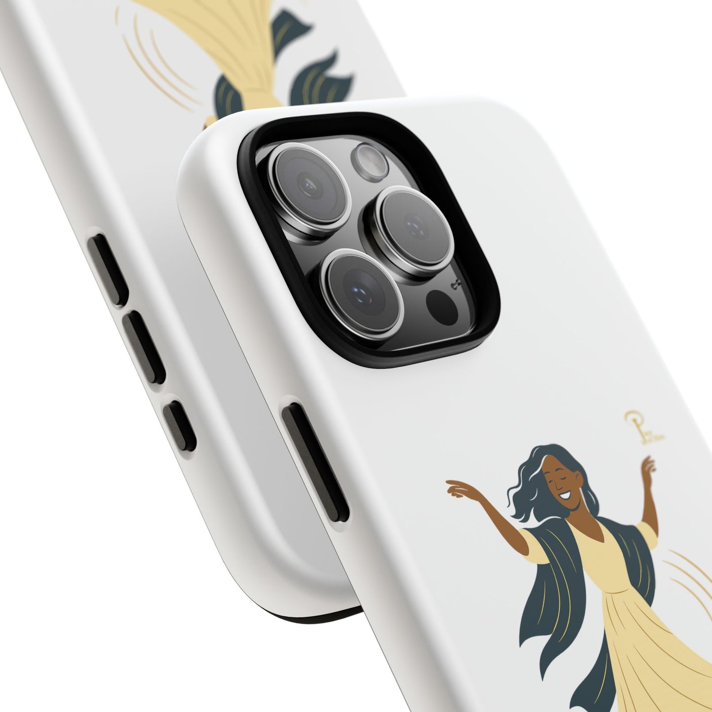 Brille discrètement - Chic Phone Case with a woman dancing - white