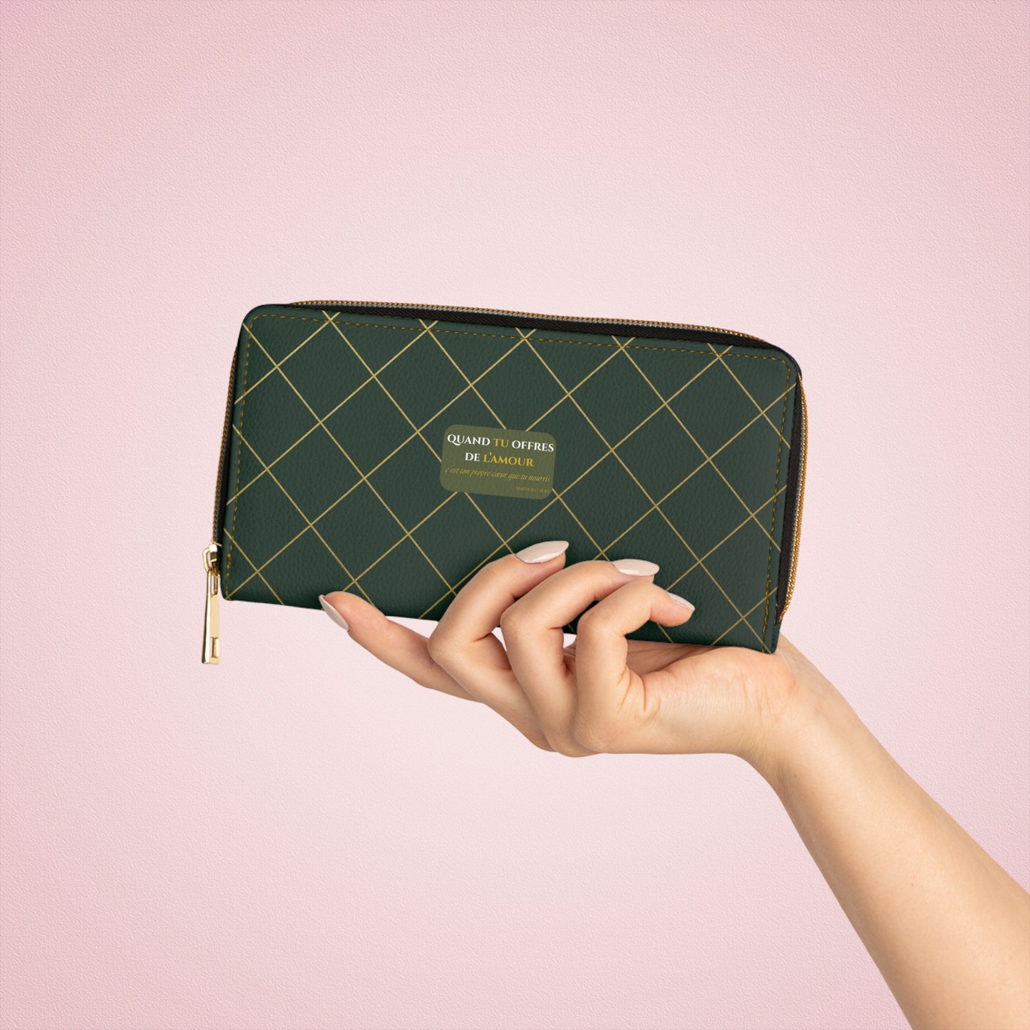 Quand tu offres de l'amour- Chic Zipper Wallet -emeralde green