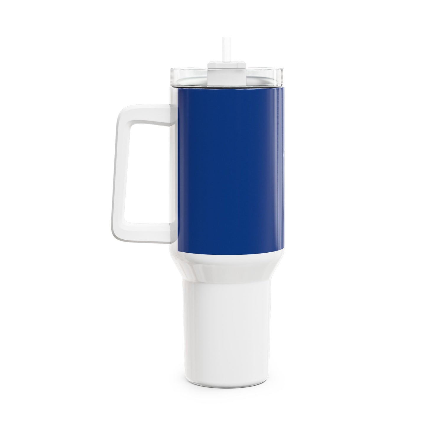 Stylish 40oz Tumbler with Straw - blue & white