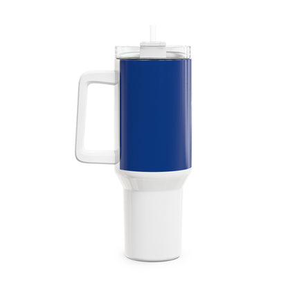 Stylish 40oz Tumbler with Straw - blue & white
