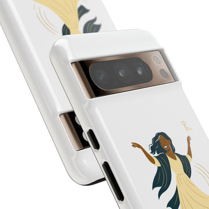 Brille discrètement - Chic Phone Case with a woman dancing - white