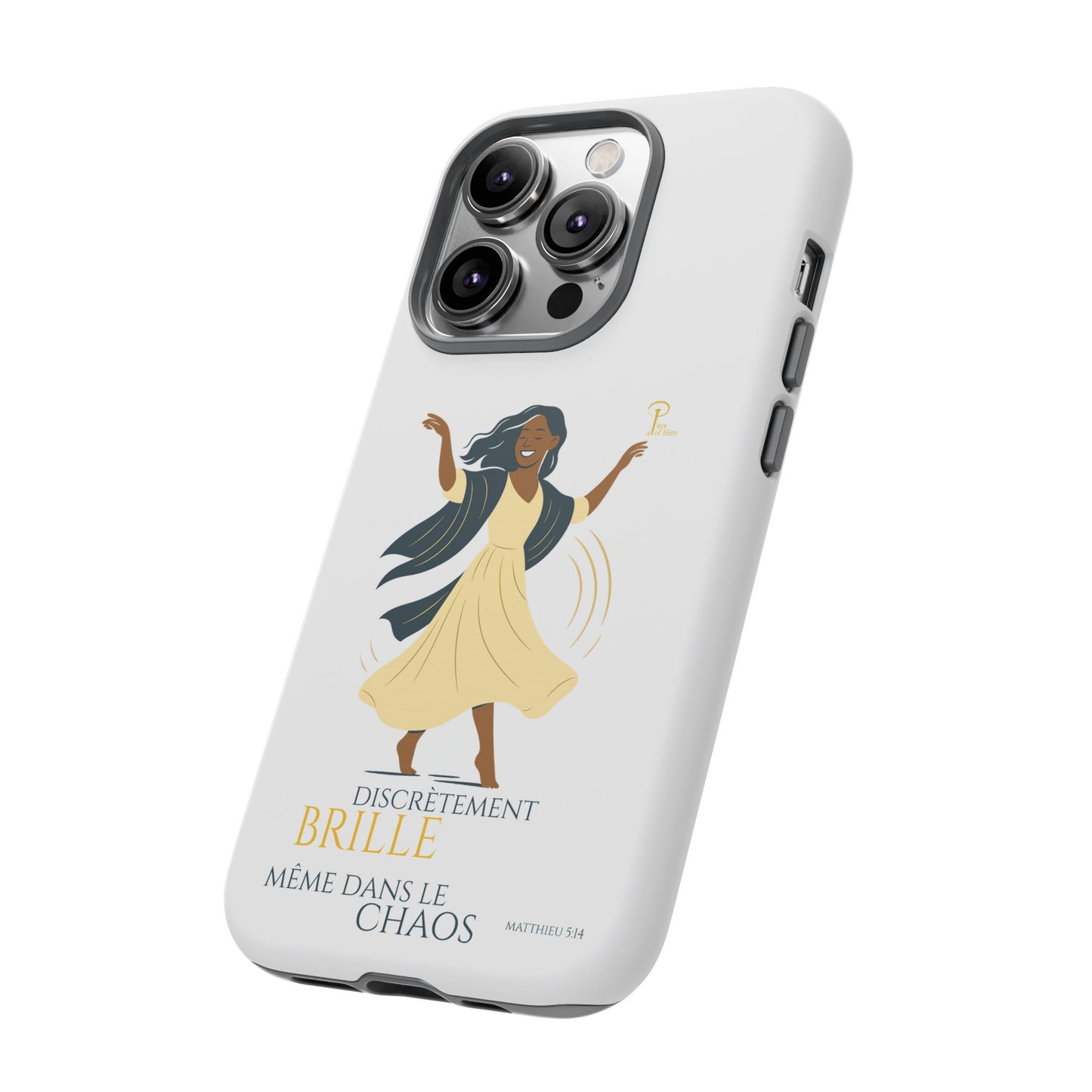 Brille discrètement - Chic Phone Case with a woman dancing - white