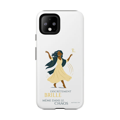 Brille discrètement - Chic Phone Case with a woman dancing - white