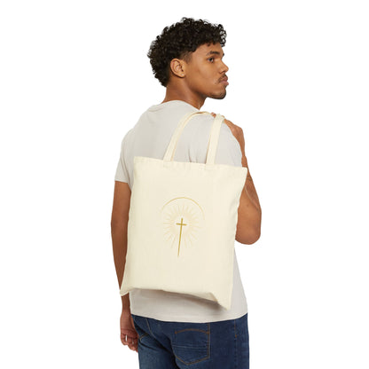Golden Cross - White cotton Tote Bag