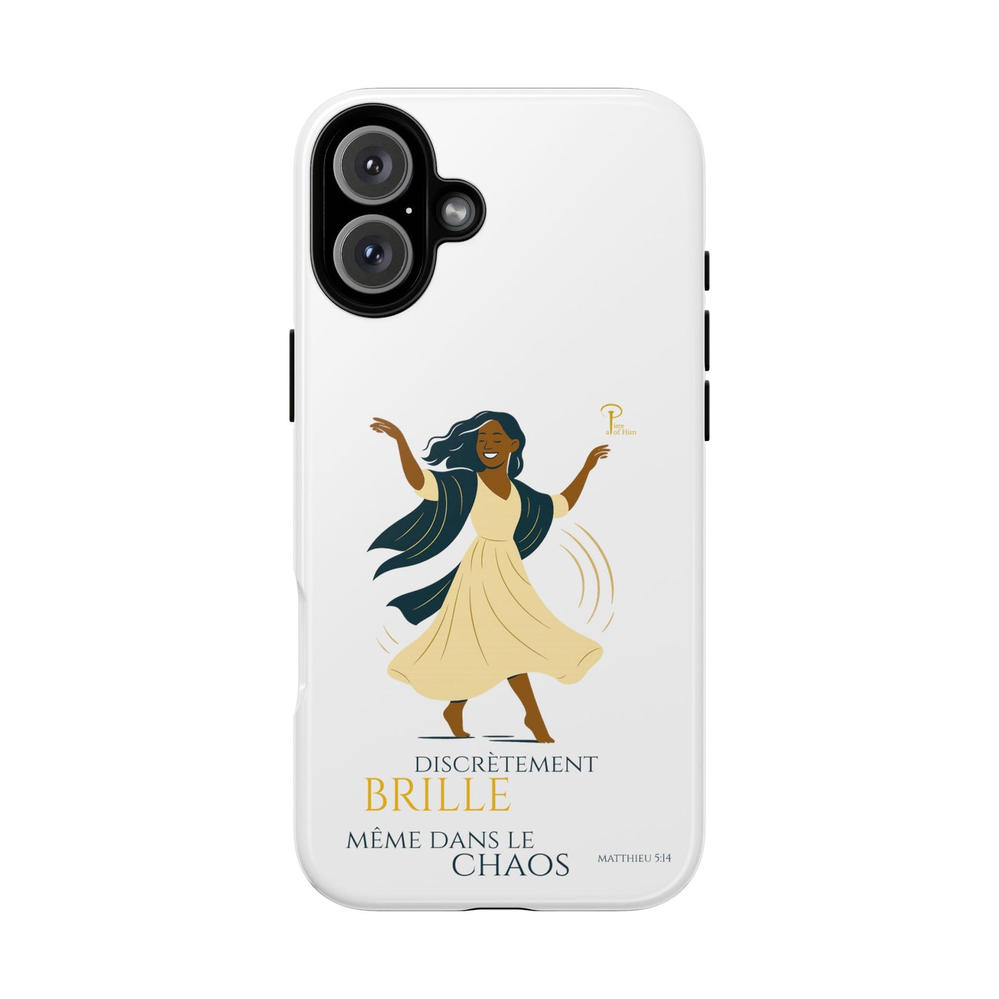 Brille discrètement - Chic Phone Case with a woman dancing - white