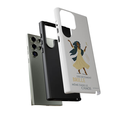 Brille discrètement - Chic Phone Case with a woman dancing - white