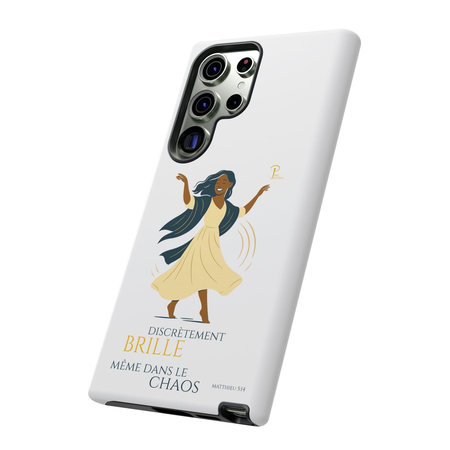 Brille discrètement - Chic Phone Case with a woman dancing - white