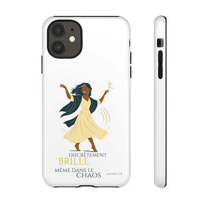 Brille discrètement - Chic Phone Case with a woman dancing - white