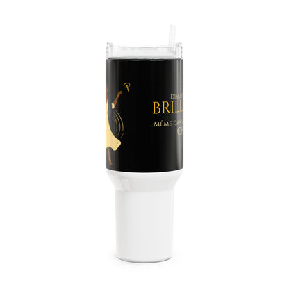 Brille discrètement - 40oz Black tumbler with straw