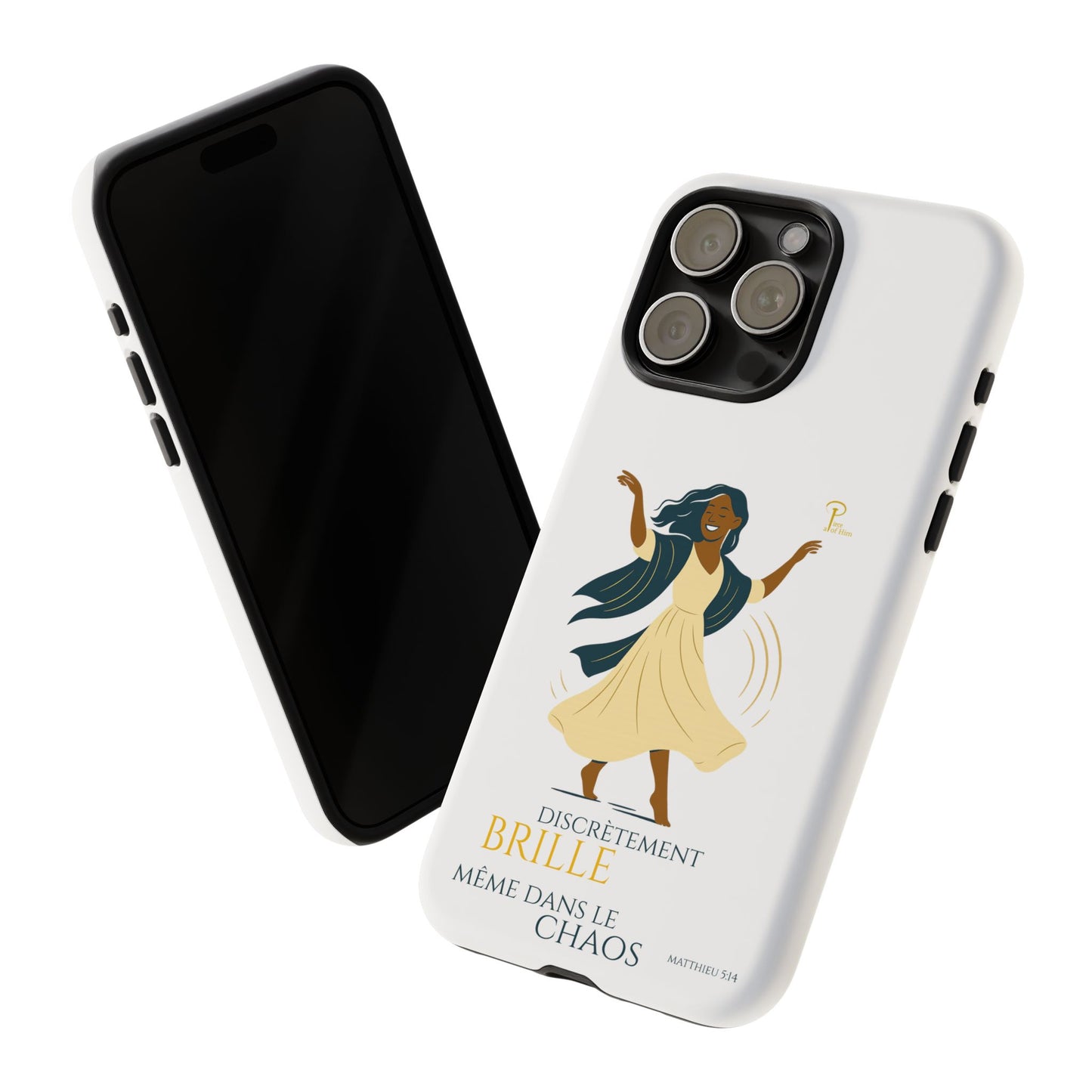 Brille discrètement - Chic Phone Case with a woman dancing - white