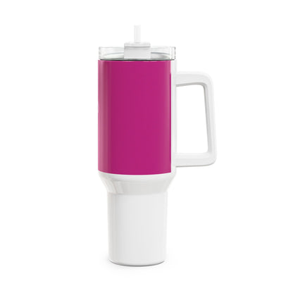 Stylish 40oz Tumbler with Straw - pink & white