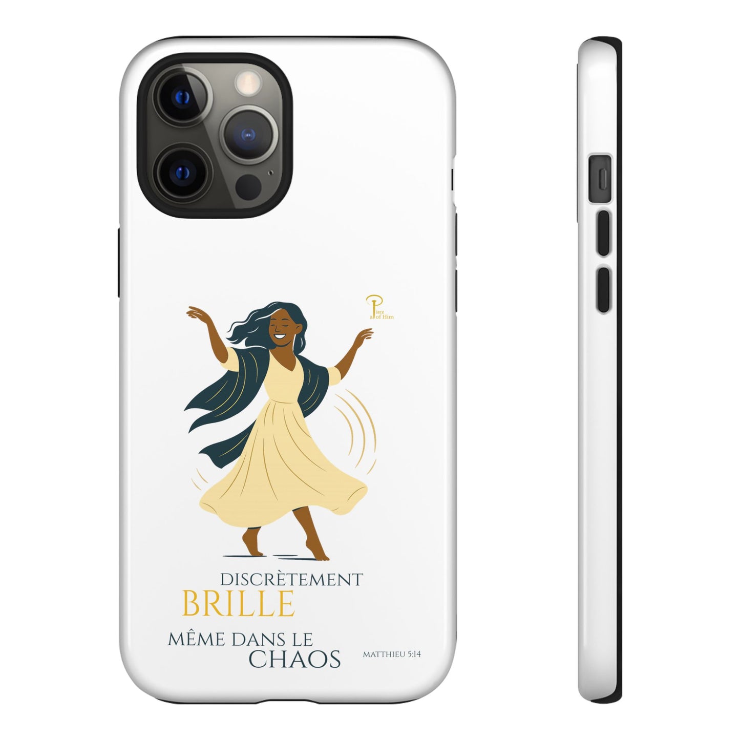 Brille discrètement - Chic Phone Case with a woman dancing - white